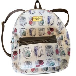 Attack on Titan Scout Regiment Crest Mini Backpack Cream Brown Faux Leather
